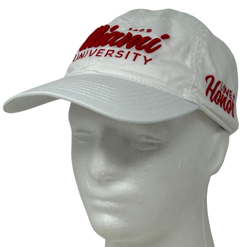 Miami University RedHawks Dad Hat Cap Ohio Love and Honor Strapback White